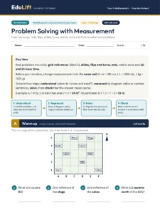 First page of the Year 5 problem solving with measurement worksheet